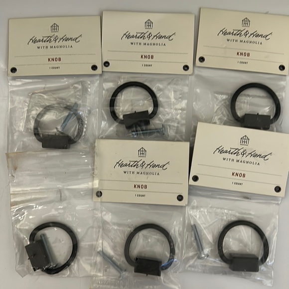 Set of 6, Hearth and Hand black iron pull knobs - Picture 1 of 4